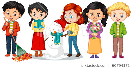 Boys and girls in winter clothes 60794371
