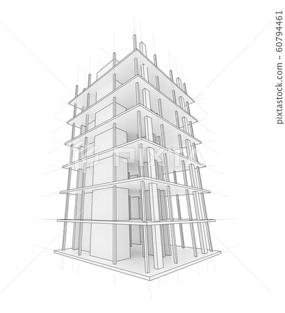 Drawing of a house under construction 60794461
