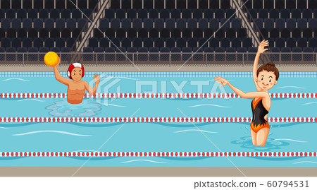 Scene with people doing water sport in the pool Scene with people doing water sport in the pool 60794531