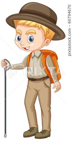 Boy in safari outfit on isolated background Boy in safari outfit on isolated background 60794670