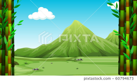 Background scene with green mountains and field Background scene with green mountains and field 60794673