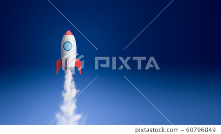 Cartoon Spaceship Flying in the Blue Cartoon Spaceship Flying in the Blue 60796849