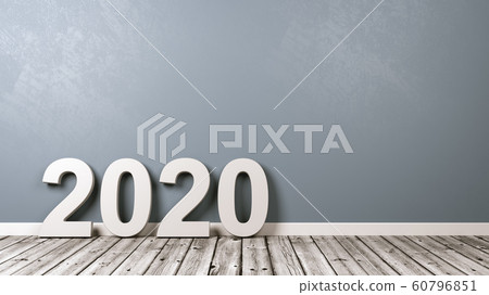 2020 Number Text on Wooden Floor Against Wall 2020 Number Text on Wooden Floor Against Wall 60796851