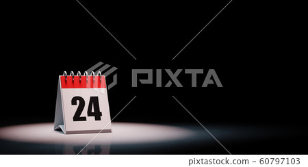 Calendar Spotlighted on Black Background, Day 24 60797103