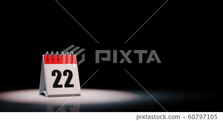 Calendar Spotlighted on Black Background, Day 22 60797105