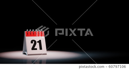 Calendar Spotlighted on Black Background, Day 21 60797106