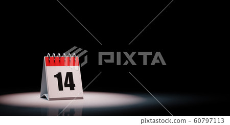 Calendar Spotlighted on Black Background, Day 14 Calendar Spotlighted on Black Background, Day 14 60797113