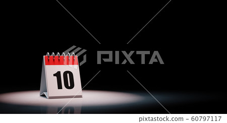 Calendar Spotlighted on Black Background, Day 10 Calendar Spotlighted on Black Background, Day 10 60797117