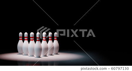 Bowling Skittles Spotlighted on Black Background Bowling Skittles Spotlighted on Black Background 60797130