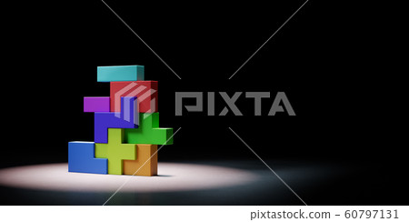 Colorful Blocks Combined Spotlighted on Black Colorful Blocks Combined Spotlighted on Black 60797131