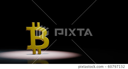 Bitcoin Sign Shape Spotlighted on Black Background Bitcoin Sign Shape Spotlighted on Black Background 60797132
