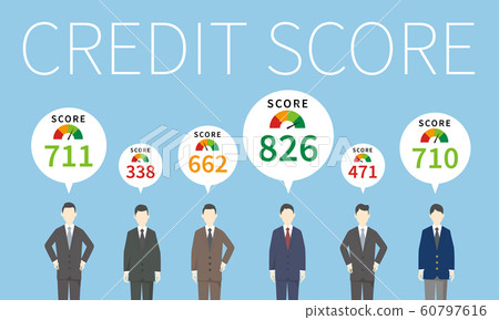 Credit score and image of a person in a suit, vector illustration 60797616