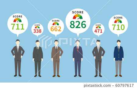 Credit score and image of a person in a suit, vector illustration 60797617
