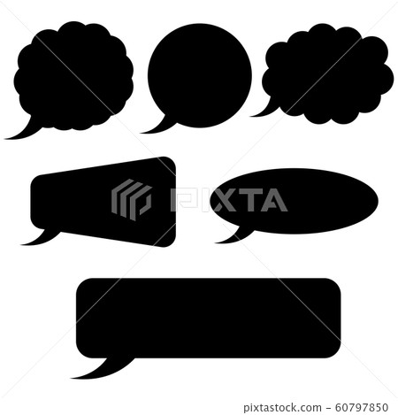 Speech bubbles. Plain black silhouette signs - Stock Illustration ...
