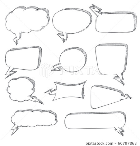 Speech Bubbles. Hand Drawn Sketch - Stock Illustration [60797868] - PIXTA