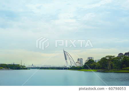 Lake view of Seri Wawasan Bridge in Putrajaya, Lake view of Seri Wawasan Bridge in Putrajaya, 60798053