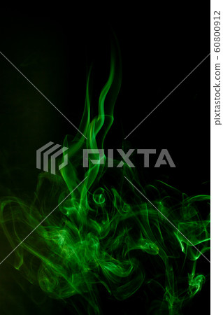 Green smoke motion on black background. 60800912