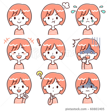 Female Facial Expression Set - Stock Illustration [60801405] - PIXTA