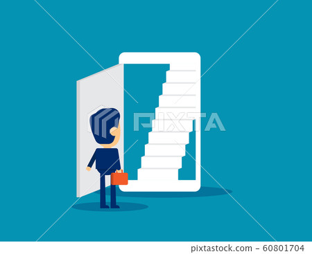 Open door. Business and smartphone technology. Open door. Business and smartphone technology. 60801704