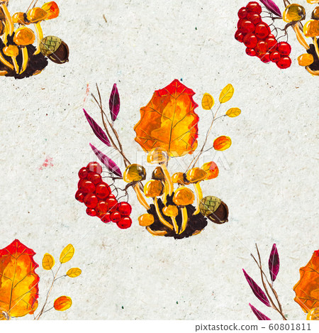 Autumn watercolor hand drawn seamless pattern... - Stock Illustration ...