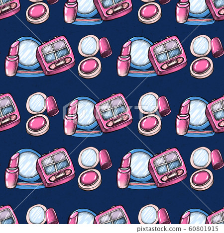 Make up seamless pattern. Hand drawn beauty background. 60801915