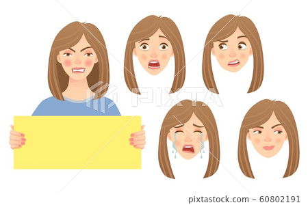 woman holding sign set 60802191