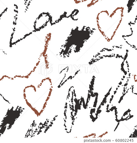 Abstract seamless pattern with hand drawn writing imitation texture. Scrawls and words, vector illustration 60802245
