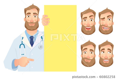 doctor holding blank signboard - set doctor holding blank signboard - set 60802258