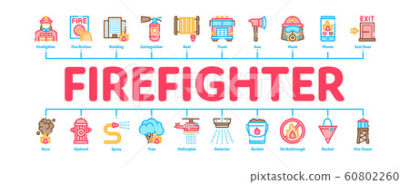 Firefighter Equipment Minimal Infographic Banner Vector Firefighter Equipment Minimal Infographic Banner Vector 60802260