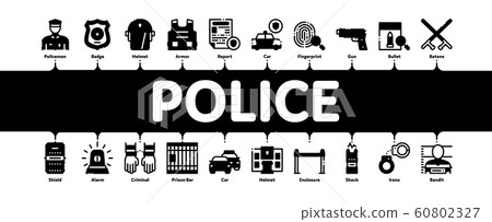 Police Department Minimal Infographic Banner Vector 60802327