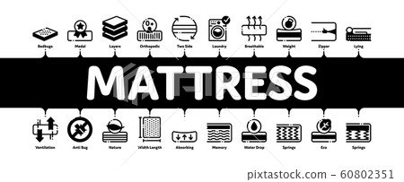 Mattress Orthopedic Minimal Infographic Banner Vector 60802351