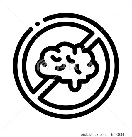 Brain Strikethrough Mark Icon Outline Illustration Brain Strikethrough Mark Icon Outline Illustration 60803423