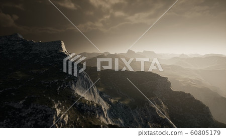 Dramatic sky over steps in a mountain. Dramatic sky over steps in a mountain. 60805179