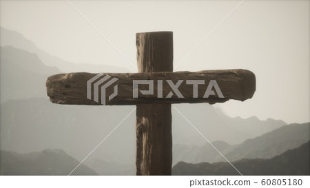 wooden Crucifix cross at mountain 60805180