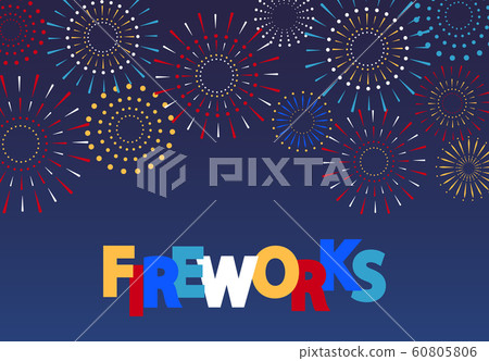 Multi-colored fireworks in honor of the holiday. Cut out of paper. Flyer, invitation. illustration Multi-colored fireworks in honor of the holiday. Cut out of paper. Flyer, invitation. illustration 60805806