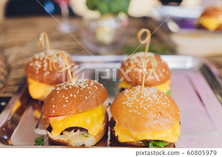 mini hamburgers, mini burgers, party food, finger food, sliders. mini hamburgers, mini burgers, party food, finger food, sliders. 60805979