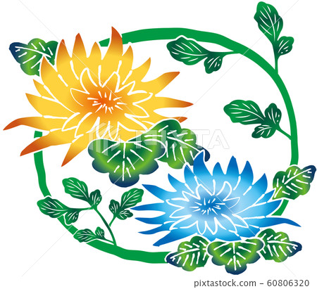 緋紅色的圖案_菊花02 60806320