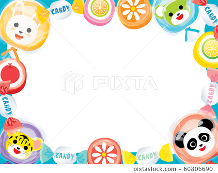 Frame illustration of animal candy of rabbit, panda, tiger and bear Frame illustration of animal candy of rabbit, panda, tiger and bear 60806690