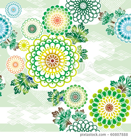 花紋_菊花C_綠色 花紋_菊花C_綠色 60807888