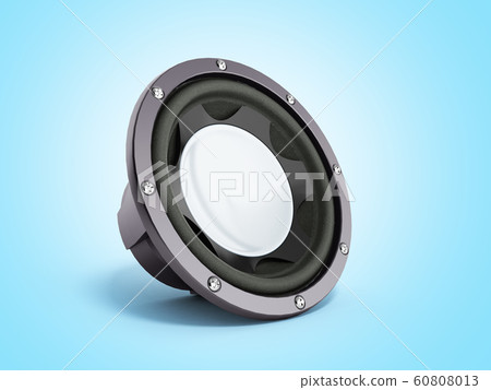 black loudspeaker 3d render on blue bacground black loudspeaker 3d render on blue bacground 60808013