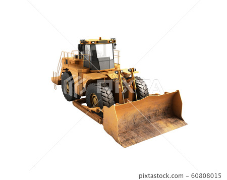 Yellow wheels Bulldozer 3d render no shadow Yellow wheels Bulldozer 3d render no shadow 60808015