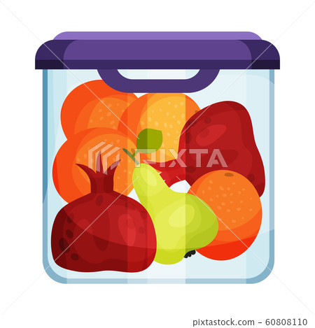 Plastic or Glass Closed Container with Fruits Inside Vector Illustration Plastic or Glass Closed Container with Fruits Inside Vector Illustration 60808110