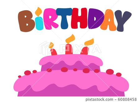 birthday cake with candles on white background birthday cake with candles on white background 60808458