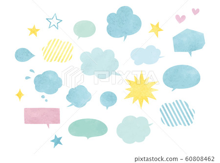 Watercolor style colorful speech bubble set 60808462