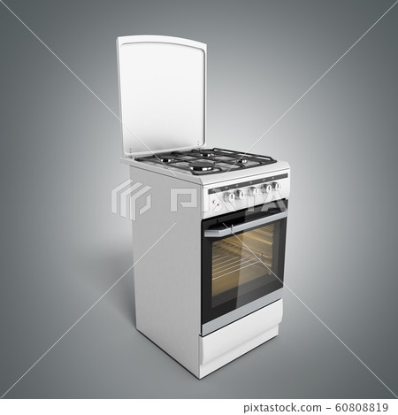 gas stove 3d render on grey background gas stove 3d render on grey background 60808819
