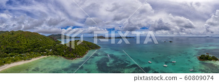 praslin island seychelles paradise beach aerial praslin island seychelles paradise beach aerial 60809074