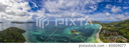 praslin island seychelles paradise beach aerial praslin island seychelles paradise beach aerial 60809077