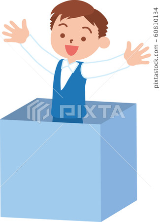 A man flying out of the box 60810134