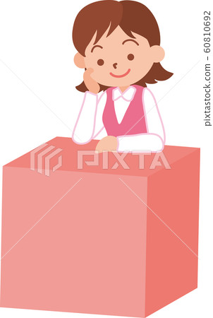 A woman with an elbow on a box A woman with an elbow on a box 60810692