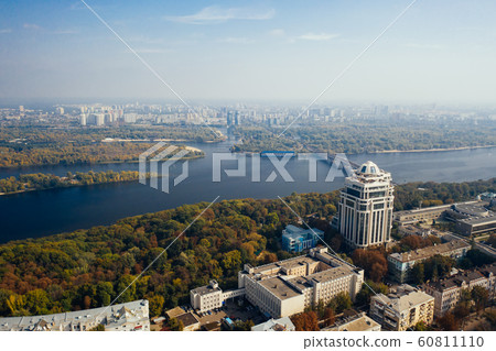 Flight over the Bridge in Kiev. Aerial photography Flight over the Bridge in Kiev. Aerial photography 60811110